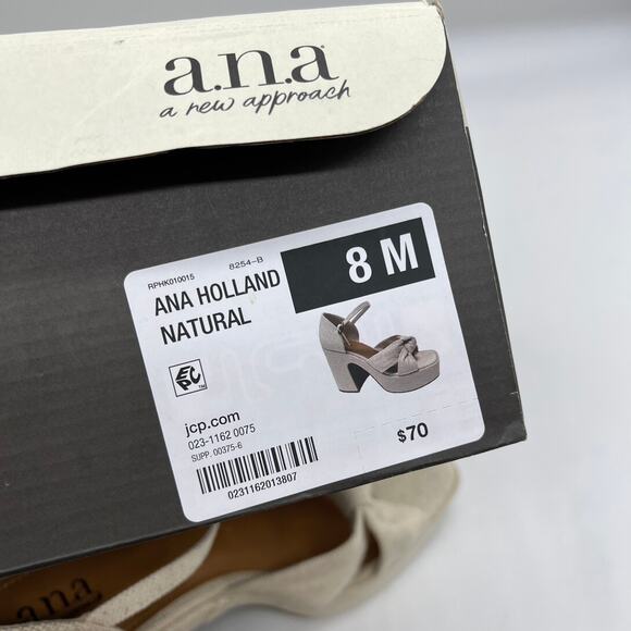 a.n.a Womens Holland Heeled Sandals Cream Natural Platform Size 8M - Picture 8 of 8
